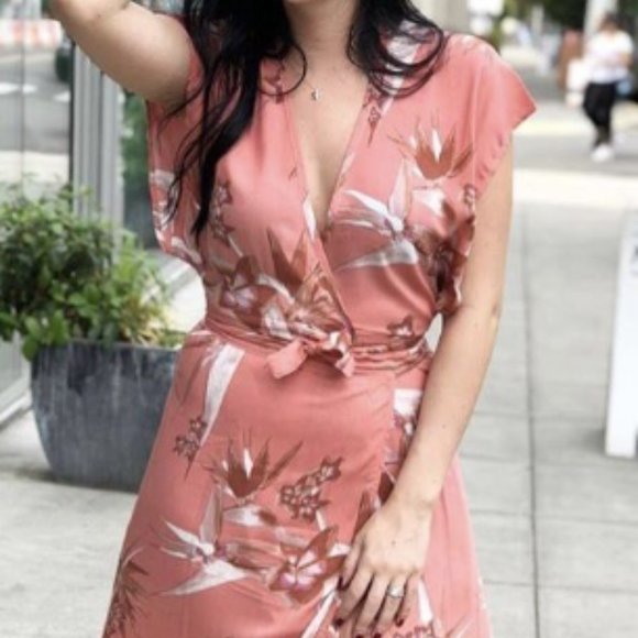 Tysa Floral Wrap Maxi Dress - Size 1 (Small) - Coral Pink - Picture 1 of 3